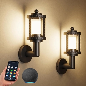 XMCOSY  Outdoor Wall Lights, 1100LM Smart Porch Lights Outdoor, RGBCW LED Outdoor Sconce Lights, WiFi APP Control, Compatible with Alexa, IP65 Waterproof Exterior Lighting Fixtures, 2 Pack