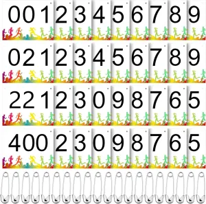 XunYee Running Bib Competitor Numbers with Safety Pins for Marathon Sports Competition Event Race Bibs Tear Proof Waterproof Paper Tag for Track and Field, 6 x 7.5 Inch