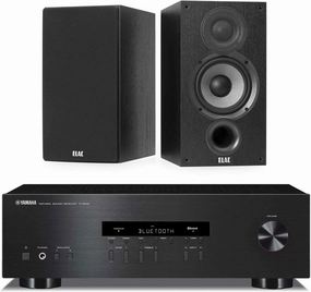 Yamaha RS202BL Bluetooth Stereo Receiver Bundle with Elac Debut 2.0 B5.2 Bookshelf Speakers - (Pair) Black