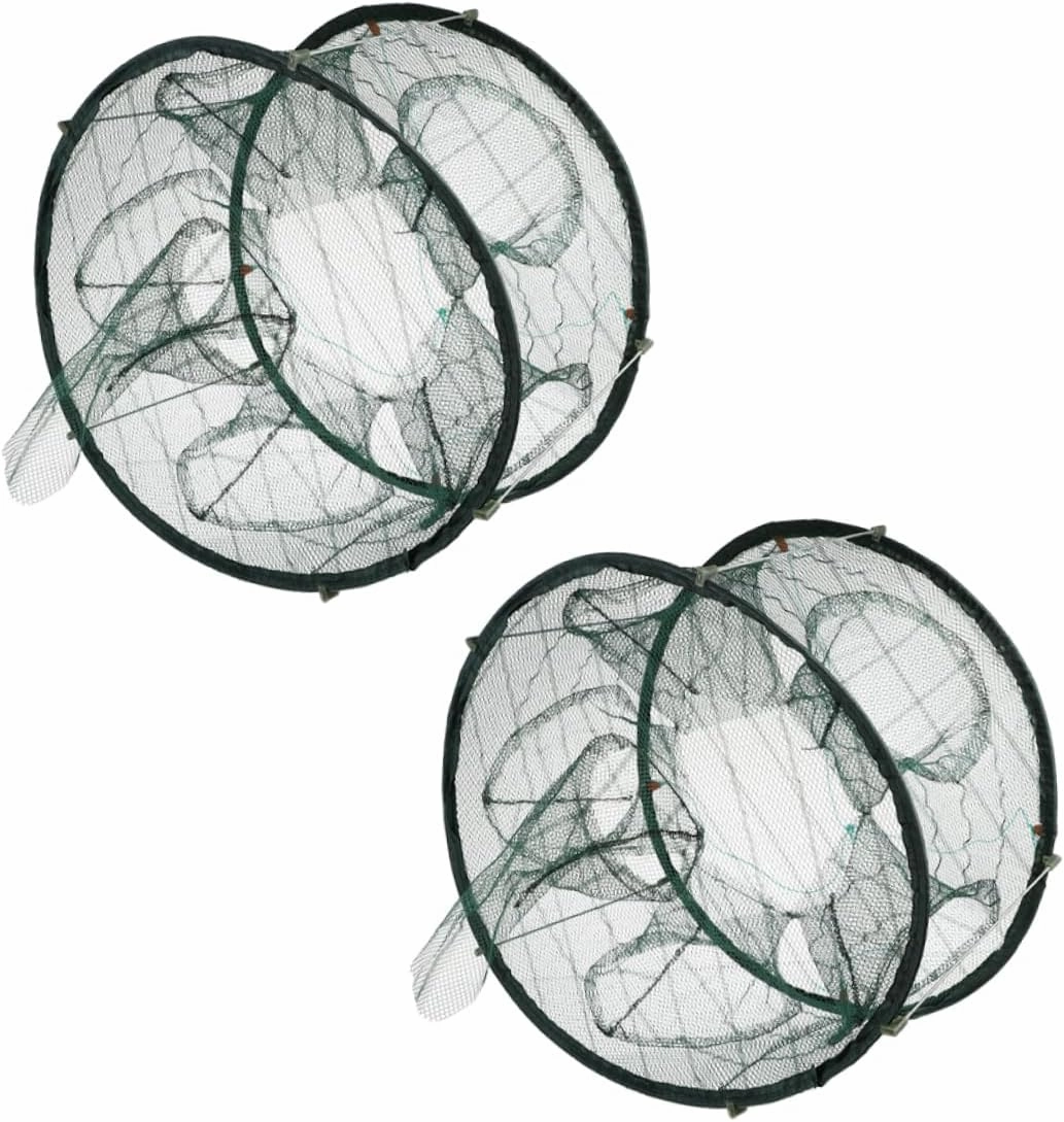 YARNOW 2Pcs Portable Nylon Fishing Trap Multi Use Crawfish Netting for Shrimp Crayfish Lightweight Compact Design for Freshwater Saltwater Fishing