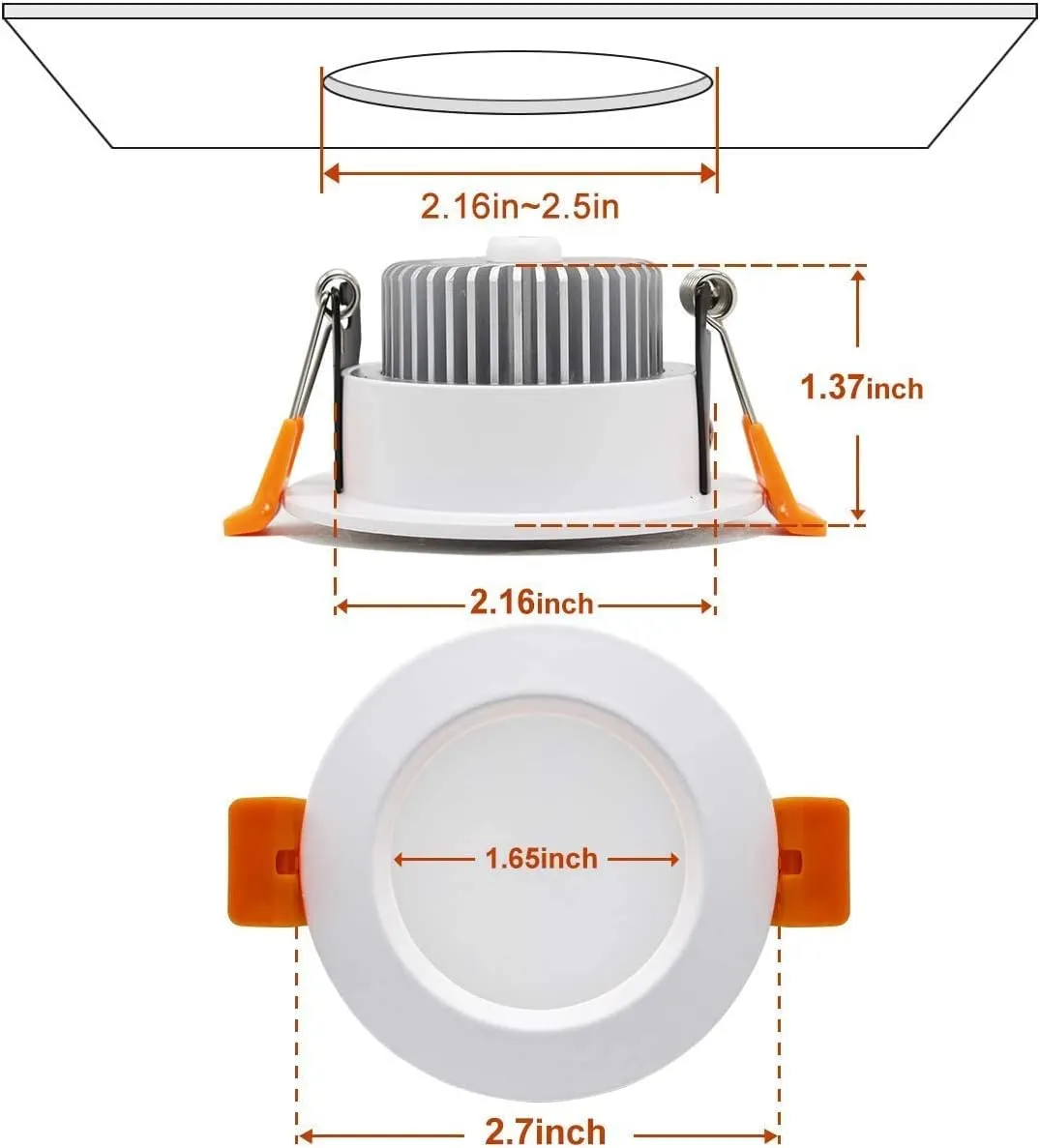 YGS-Tech Smart 2 Inch LED Recessed Lighting RGB WiFi Downlight, 5W Compatible with Alexa and Google Home, Dimmable RGB & CCT 2700-6500K Color Changing, 120V LED Ceiling Light with Driver (1 Pack)