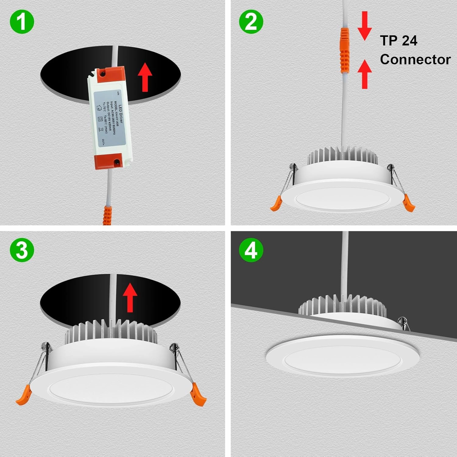 YGS-Tech 4 Inch RGB WiFi Recessed Lighting Downlight, 9W Compatible With Alexa and Google Home, Dimmable RGB & CCT 2700-6500K Color Changing, 120V LED Ceiling Light With Driver (4 Pack)