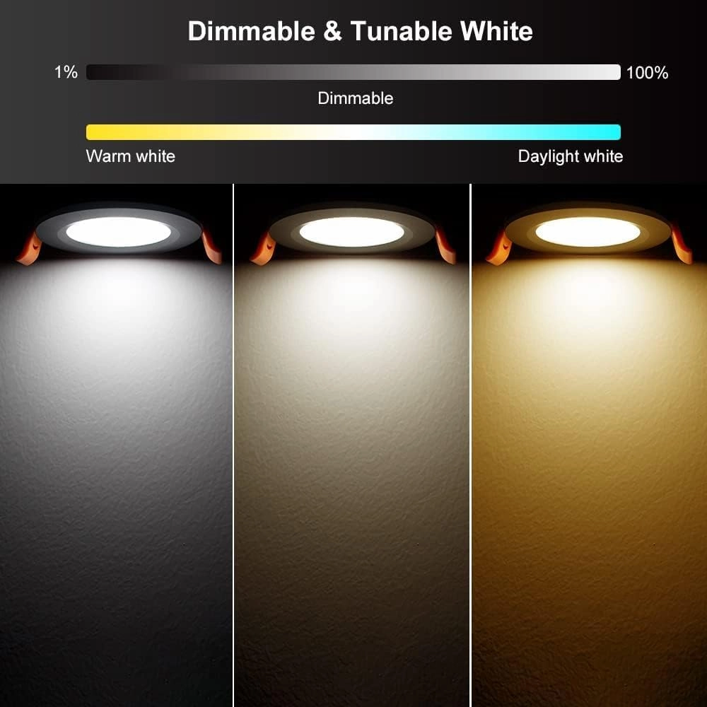 YGS-Tech 4 Inch RGB WiFi Recessed Lighting Downlight, 9W Compatible With Alexa and Google Home, Dimmable RGB & CCT 2700-6500K Color Changing, 120V LED Ceiling Light With Driver (4 Pack)