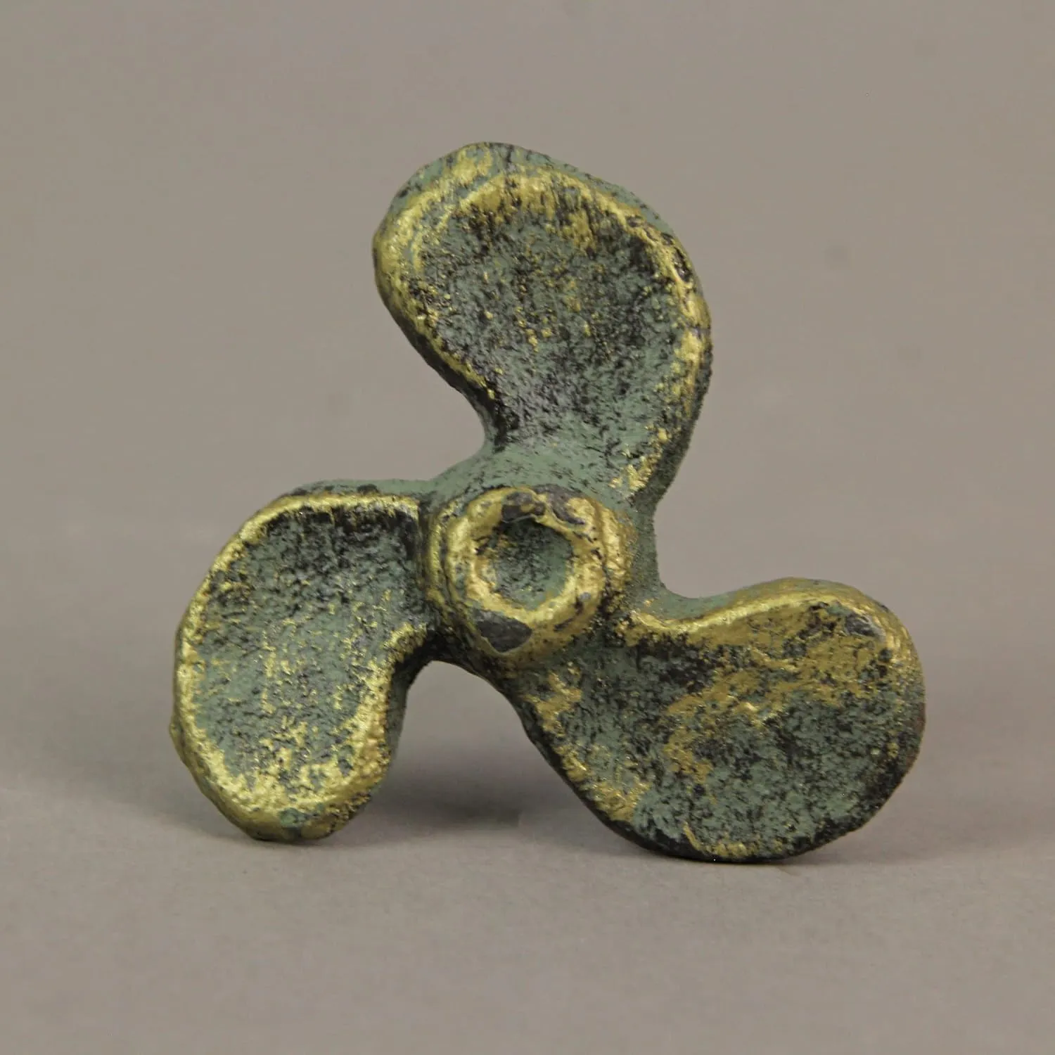 Zeckos Set of 6 Verdigris Green Cast Iron Boat Propeller Cabinet Knobs - Nautical Drawer Pulls for Rustic Coastal Charm - Easy Installation - 1.75 Inch Diameter