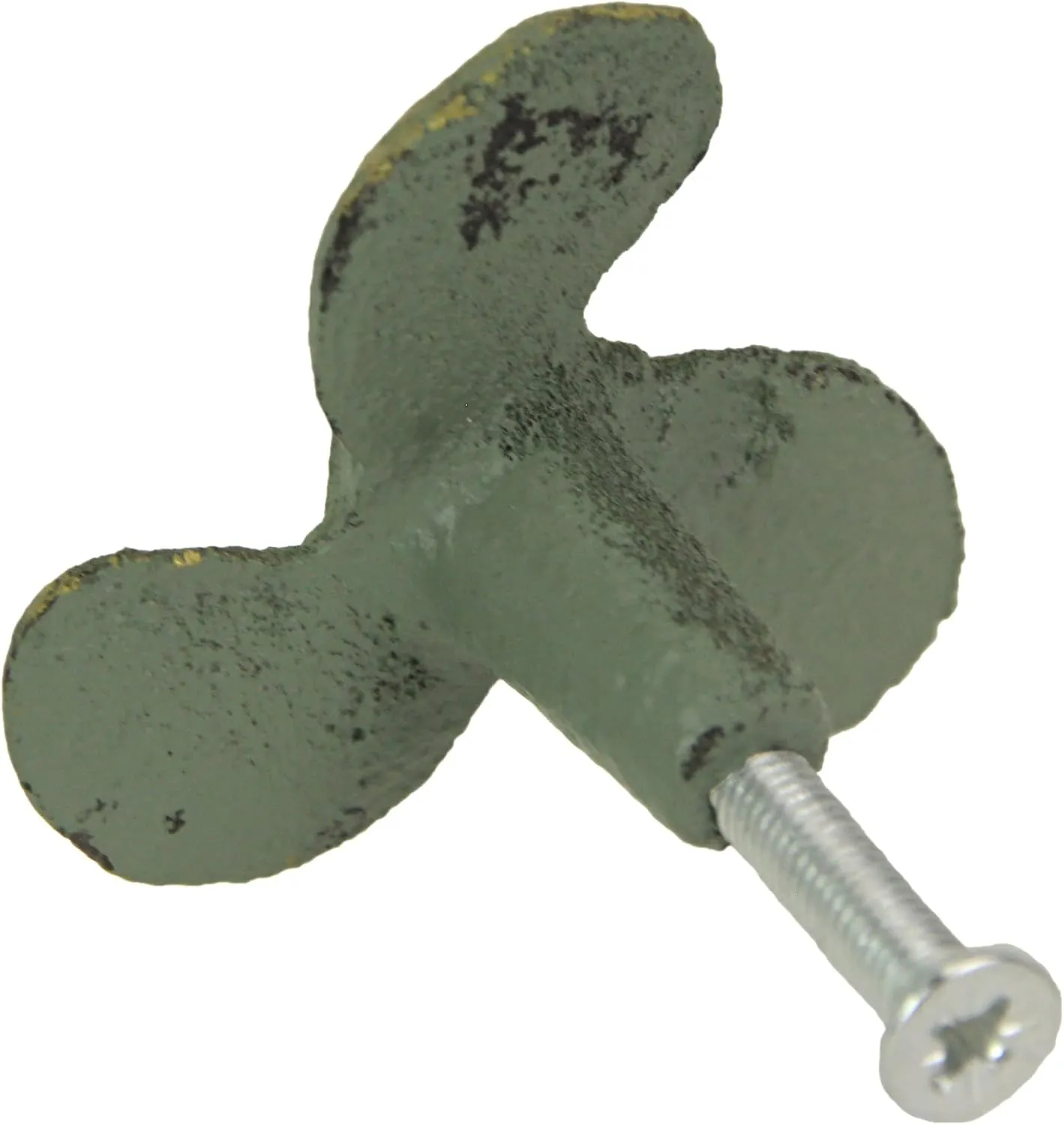 Zeckos Set of 6 Verdigris Green Cast Iron Boat Propeller Cabinet Knobs - Nautical Drawer Pulls for Rustic Coastal Charm - Easy Installation - 1.75 Inch Diameter