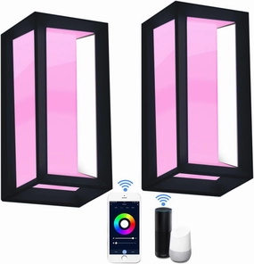Zigbee 12W RGB Color Changing Outdoor Wall Lights Fixture, Tunable White Warm to Cool RGBW Modern Exterior Sconce, 2700k-6500k,Works with Philips Hue, Smart Life, Alexa (Hub Required)