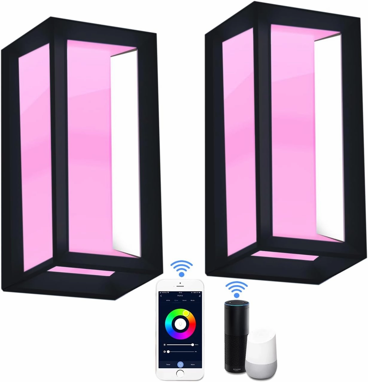Zigbee 12W RGB Color Changing Outdoor Wall Lights Fixture, Tunable White Warm to Cool RGBW Modern Exterior Sconce, 2700k-6500k,Works with Philips Hue, Smart Life, Alexa (Hub Required)