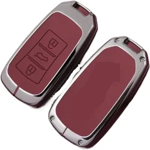 Zinc Alloy Car Key Case Cover Fit for DongFeng Popular Yacht 600 Shell Keychain Metal Keyless Bag Buckle Accessories(Style A Red 01)