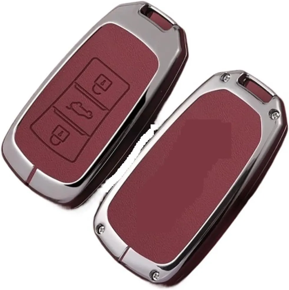 Zinc Alloy Car Key Case Cover Fit for DongFeng Popular Yacht 600 Shell Keychain Metal Keyless Bag Buckle Accessories(Style A Red 01)